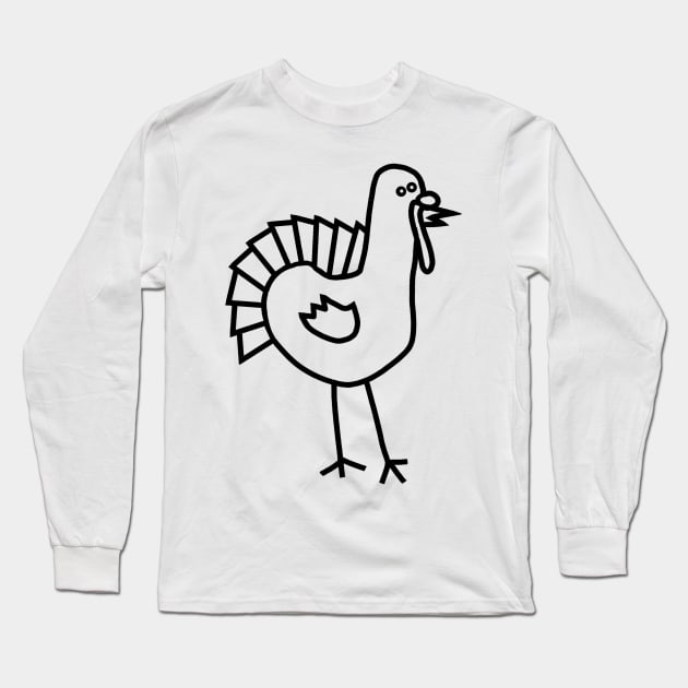 Minimal Thanksgiving Turkey Line Drawing Long Sleeve T-Shirt by ellenhenryart